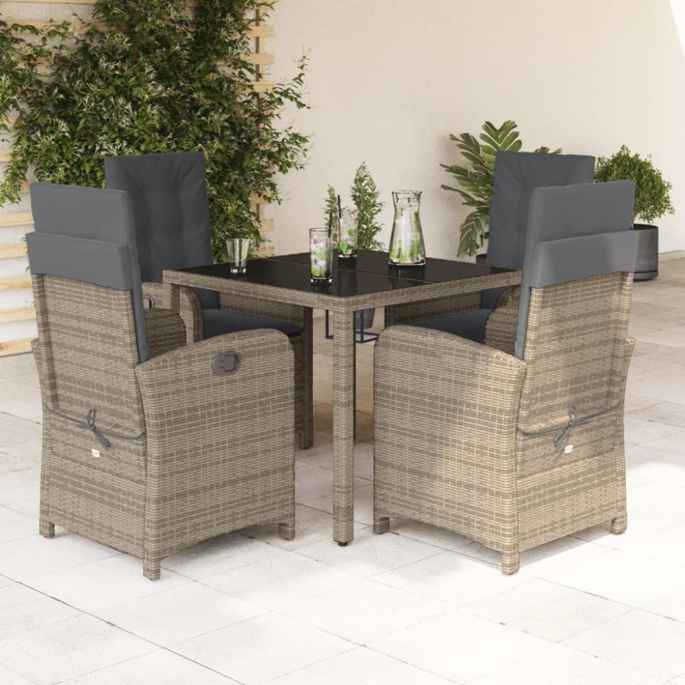 vidaXL 5-tlg. Garten-Essgruppe mit Kissen Grau Poly Rattan Bild 1