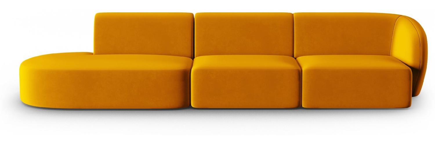 Micadoni Modulares Sofa Shane 4-Sitzer Links Samtstoff Gelb Bild 1