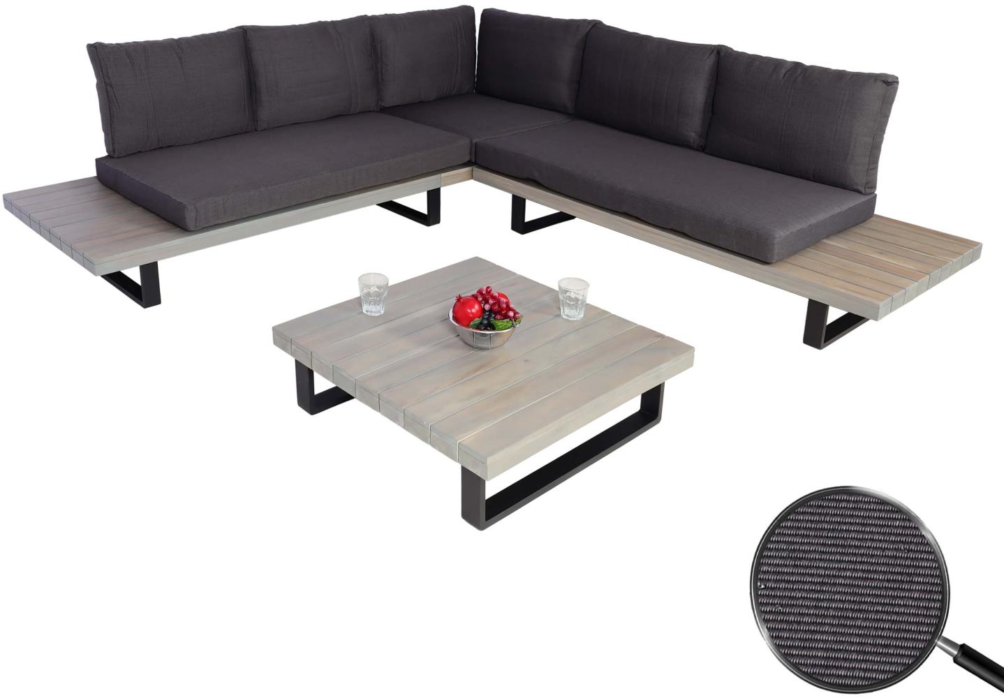 Garten-Garnitur HWC-H54, Garnitur Sitzgruppe Lounge-Set, Spun Poly Akazie Holz FSC® Alu ~ grau, Polster dunkelgrau Bild 1