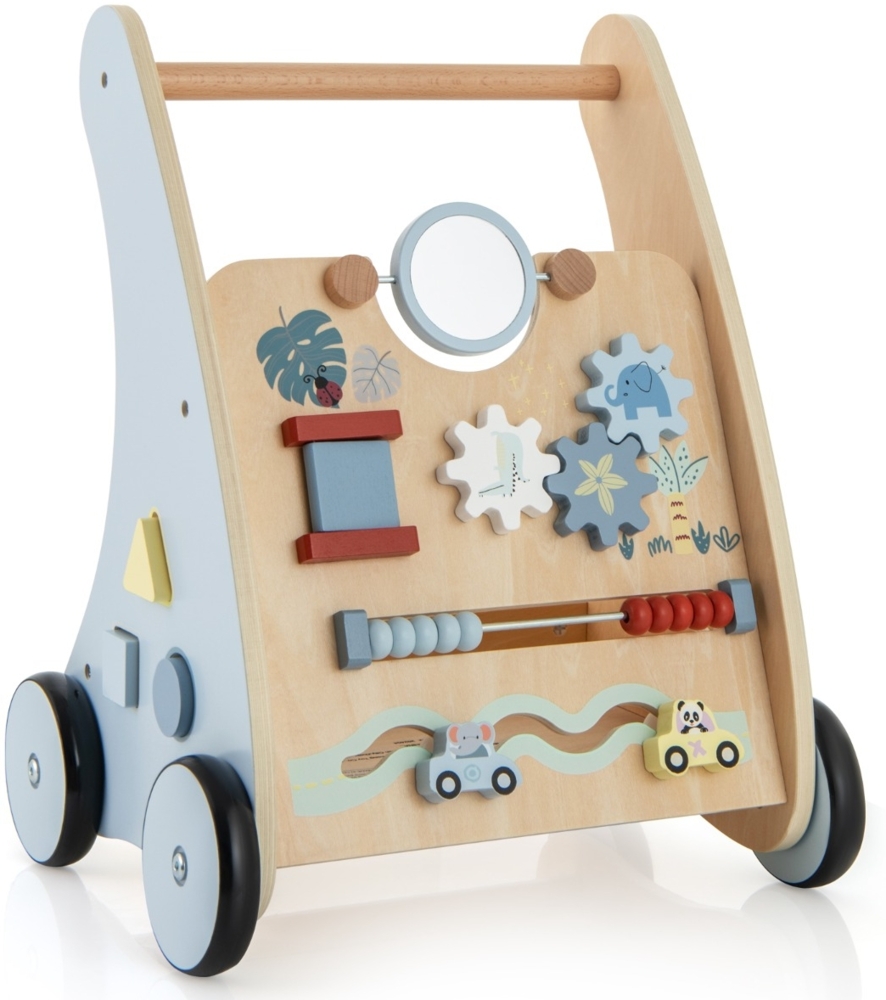 Holz Baby Lauflernhilfe mit Multi Aktivitätslernzentrum Montessori Schiebelauflernhilfe Bild 1