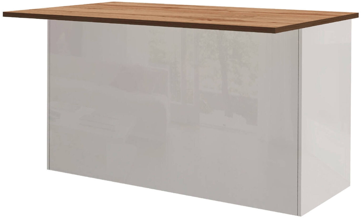 Dmora Kücheninsel Tartaro, Mehrzweckschrank, Küchenzeile Schrank, Zusätzlicher Tisch, 100 % Made in Italy, 155 x 90 x 90 cm, glänzendes Weiß und Eiche Bild 1