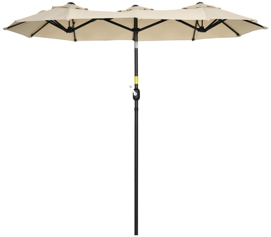 Outsunny Sonnenschirm Marktschirm mit verstellbarem Neigungswinkel, LxB: 295x152 cm, Gartenschirm, Doppelsonnenschirm, für Garten, Balkon, Khaki Bild 1