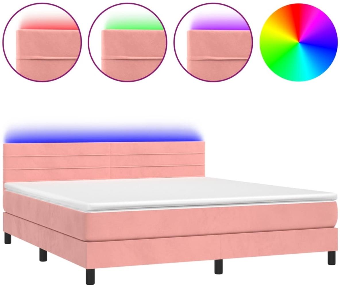 vidaXL Boxspringbett mit Matratze & LED Rosa 180x200 cm Samt 3134482 Bild 1