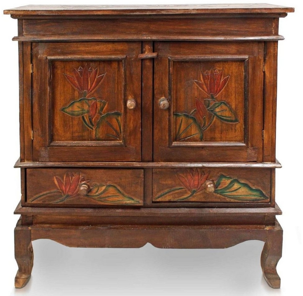 Oriental Galerie Mehrzweckschrank Schrank 85 x 80 cm Lotus Braun Color Bild 1