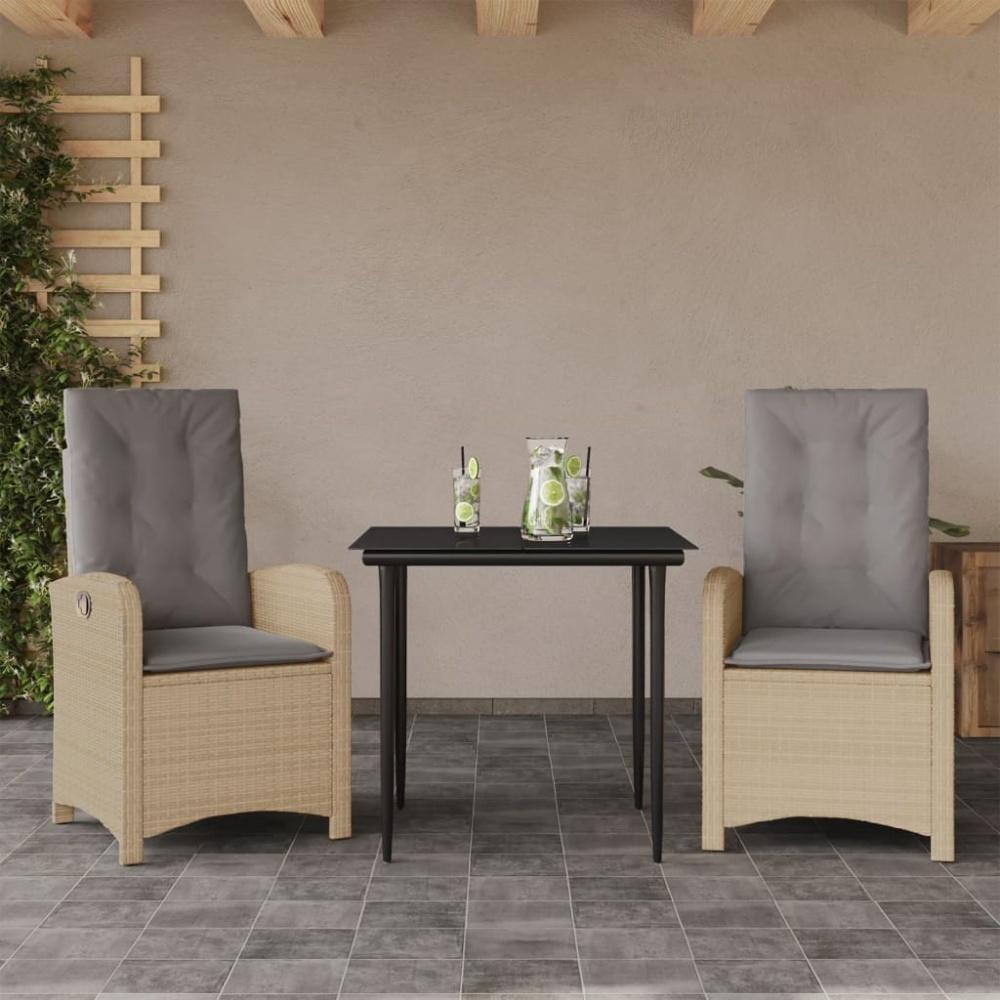 vidaXL 3-tlg. Garten-Essgruppe mit Kissen Beigemischung Poly Rattan 3212390 Bild 1