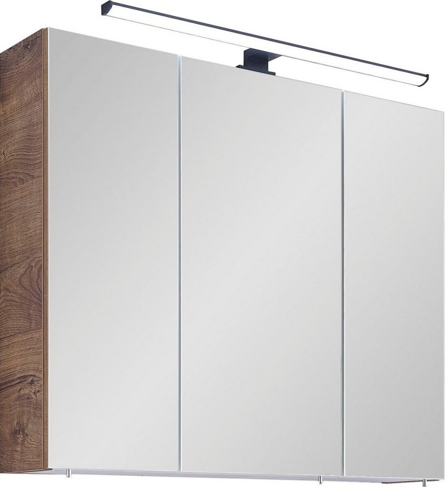 Saphir Spiegelschrank Quickset 374 Badschrank, 3 Spiegeltüren, 6 Einlegeböden, 75 cm breit inkl. LED-Beleuchtung, Türdämpfer, Schalter-/Steckdosenkombination Bild 1