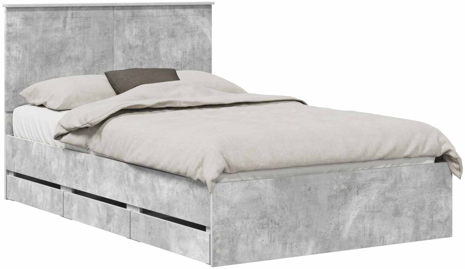vidaXL Bettrahmen mit Kopfteil Beton Grau 120 x 200 cm Ingenieurs Holz 3411141 Bild 1