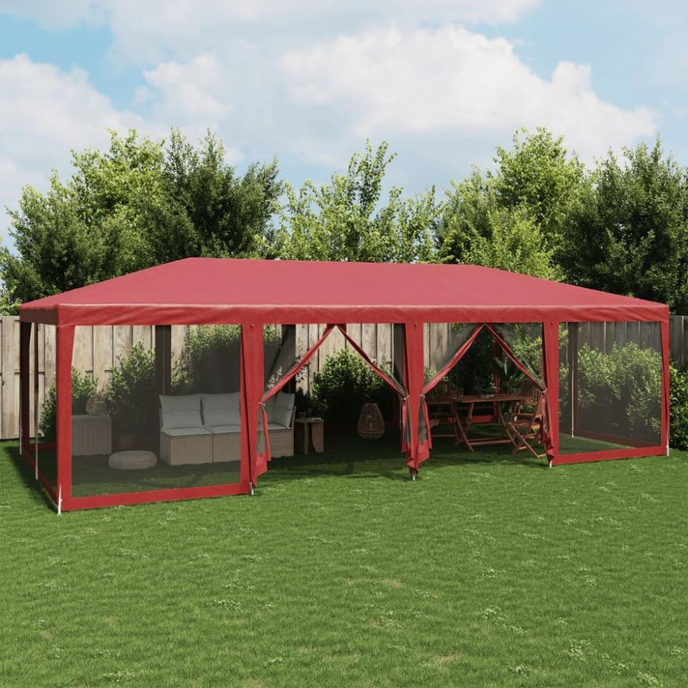 vidaXL Partyzelt mit 12 Mesh-Seitenteilen Rot 8x4 m HDPE 4010075 Bild 1