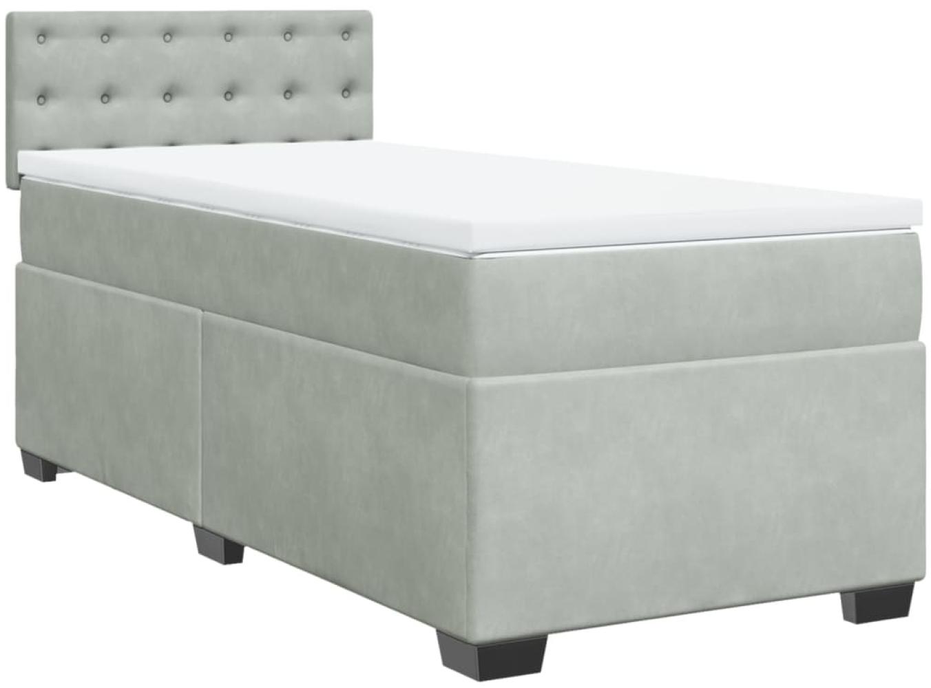 vidaXL Boxspringbett mit Matratze Hellgrau 100x200 cm Samt 3286246 Bild 1