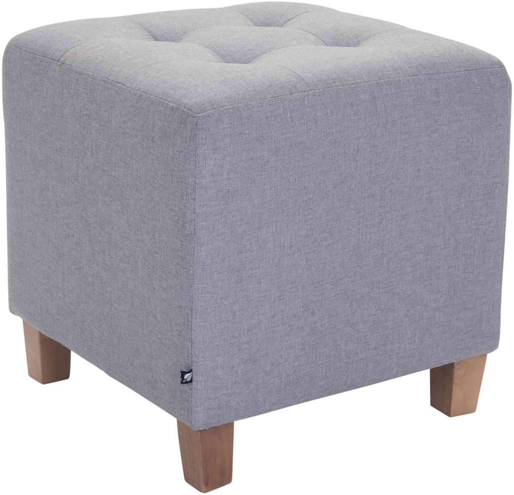 Sitzhocker CELIS - Stoff Hellgrau 45x45x46 cm | Hocker Schlafzimmer Polsterhocker Wohnzimmer Sitzbank Esszimmer Bild 1