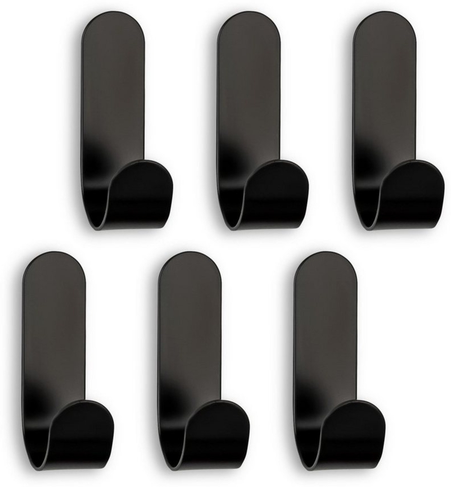 SEBSON Handtuchhalter Wandhaken Schwarz Edelstahl - 6x Klebehaken Bad, Küche, Garderobe Bild 1
