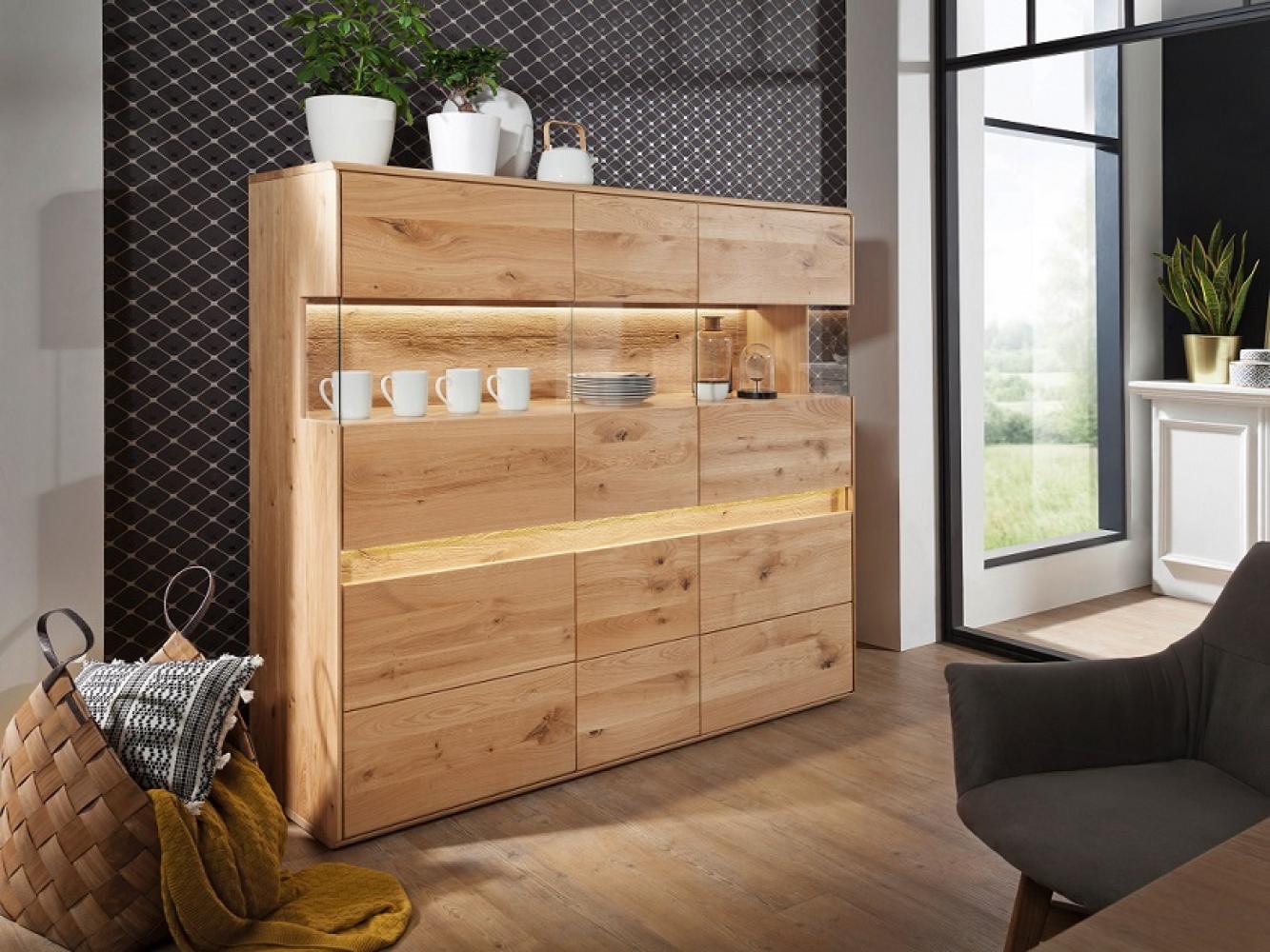 Highboard 164x152cm "Berlin" Wildeiche geölt WZ-0303 Bild 1