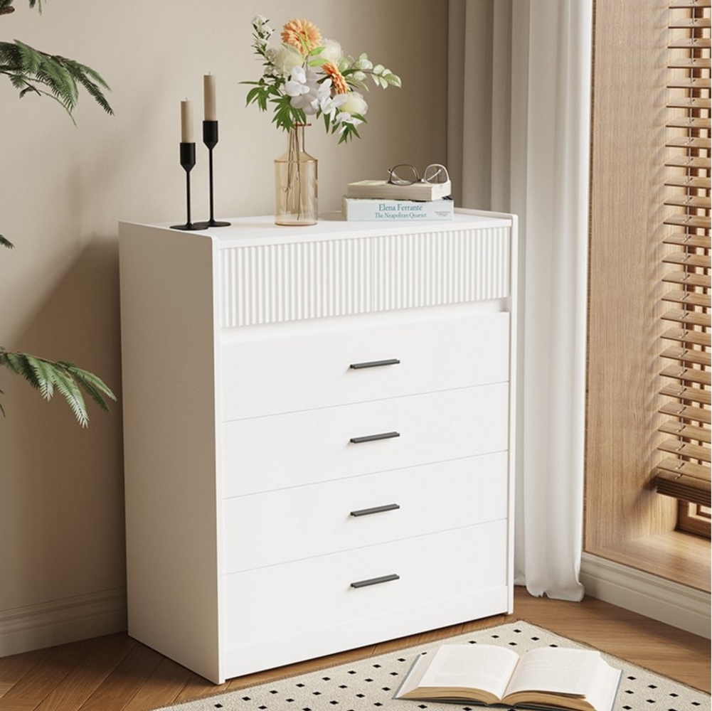 HOMAVO Kommode DG1 mit 6 Schubladen in Weiß oder Eiche-Optik, modern & geräumig, FSC®, Zwei Griffvarianten, viel Stauraum, pflegeleicht Bild 1