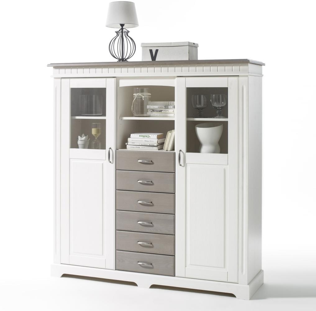 Highboard weiß Kiefer massiv Cordoba Bild 1