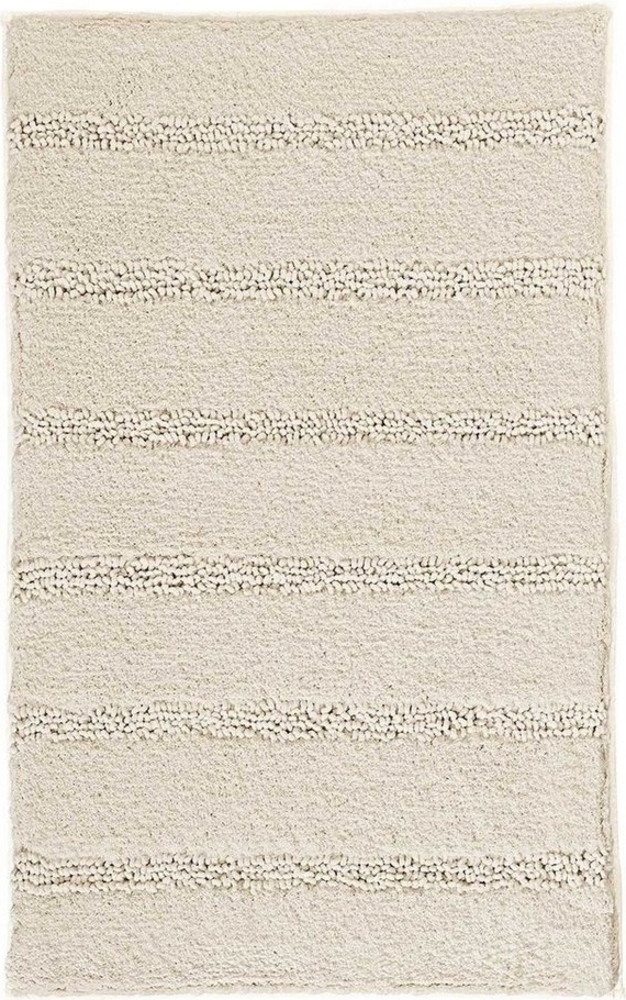 Badematte MONROVIA, 70 x 120 cm, Beige, Gestreift, Höhe 23 mm, rutschhemmend beschichtet, fußbodenheizungsgeeignet, Polyester, rechteckig Bild 1