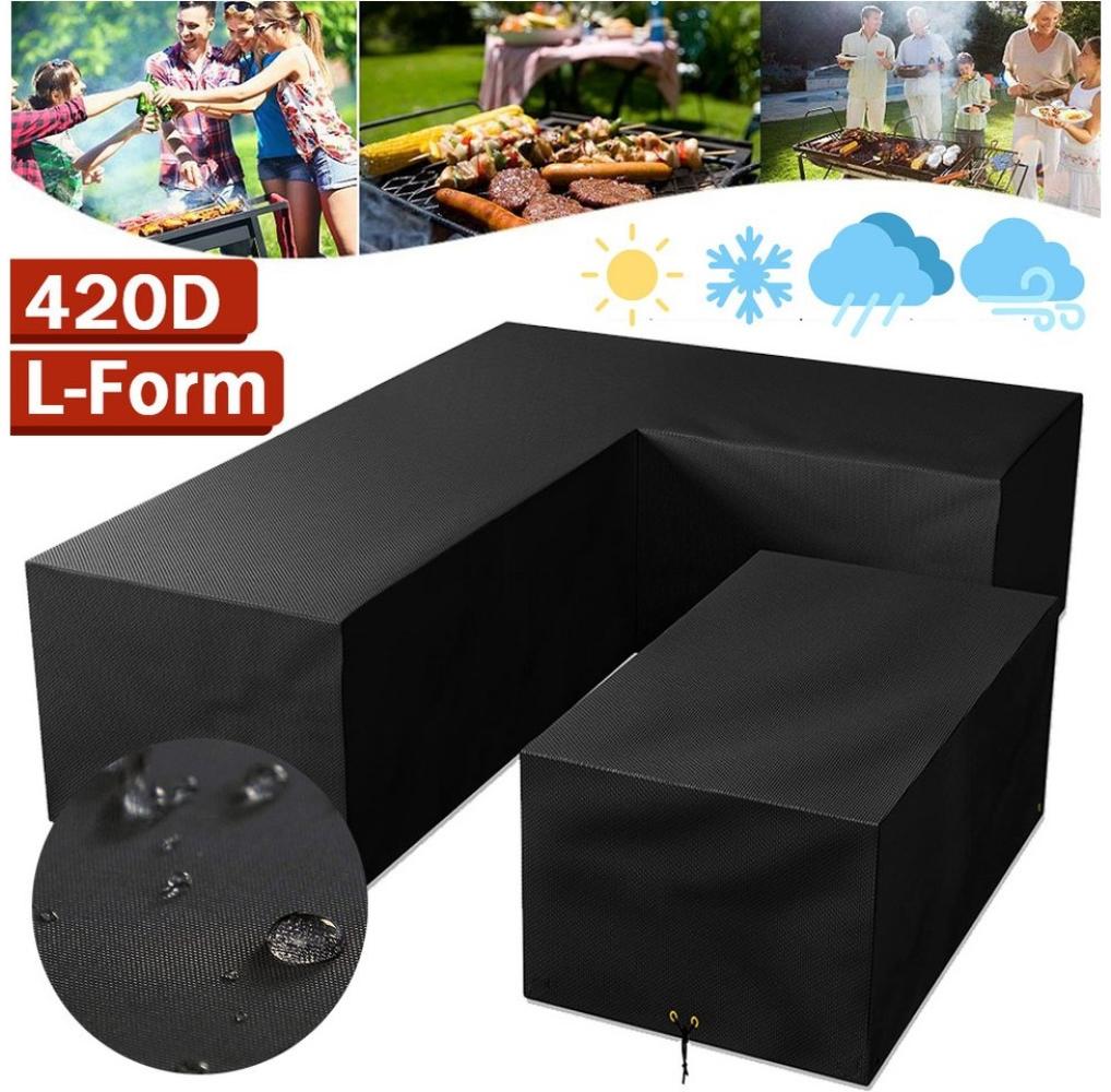 Jibenhome Gartenmöbel-Schutzhülle Gartenmöbel Abdeckung L-Form 420D Terrassenmöbel Abdeckplane Anti-UV, Loungemöbel Schutzhülle Ecksofa Winddicht Regenschutz und Staubfest Bild 1