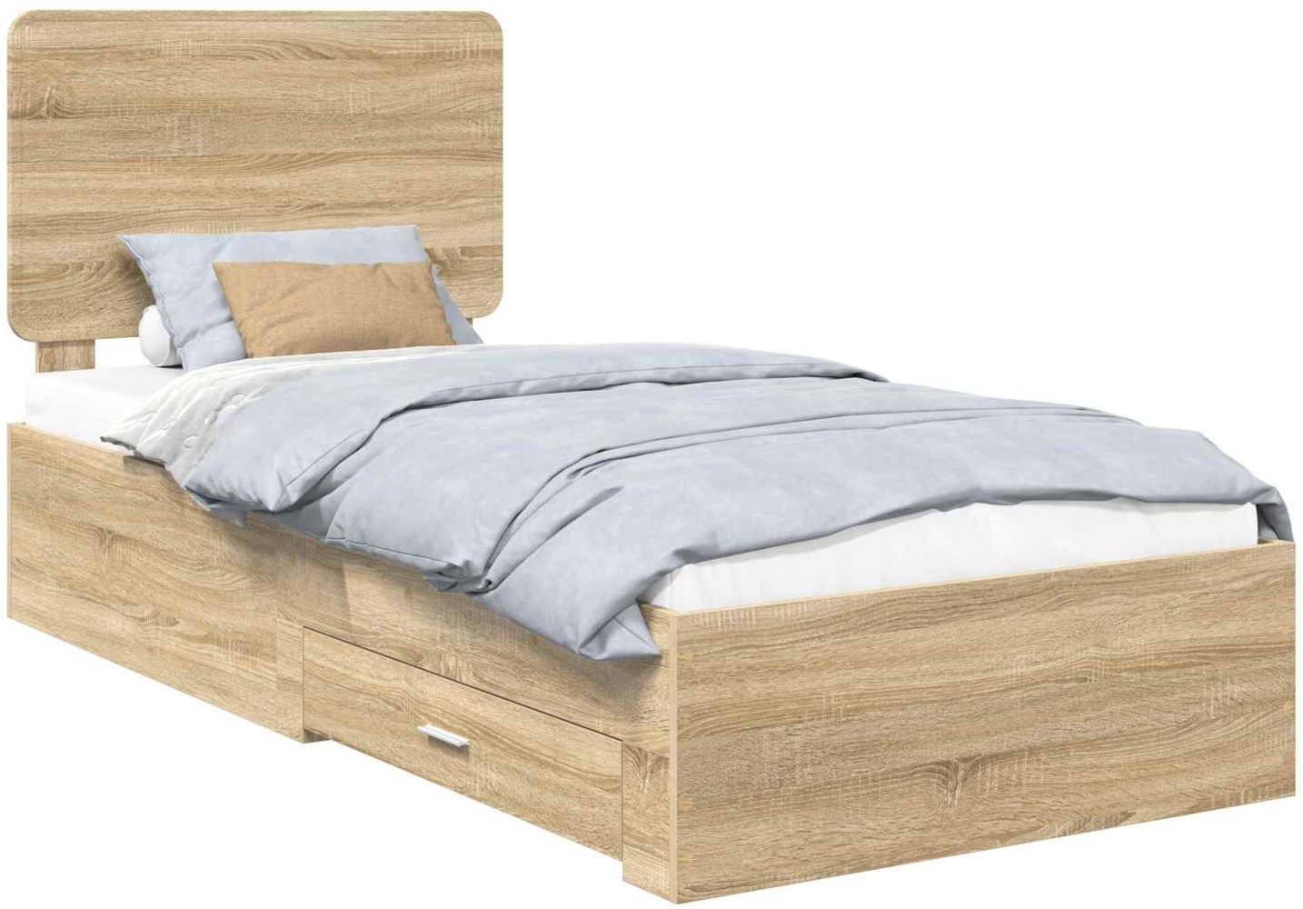 vidaXL Bettrahmen mit Kopfteil Sonoma-Eiche 90 x 190 cm Holzwerkstoff 3412839 Bild 1