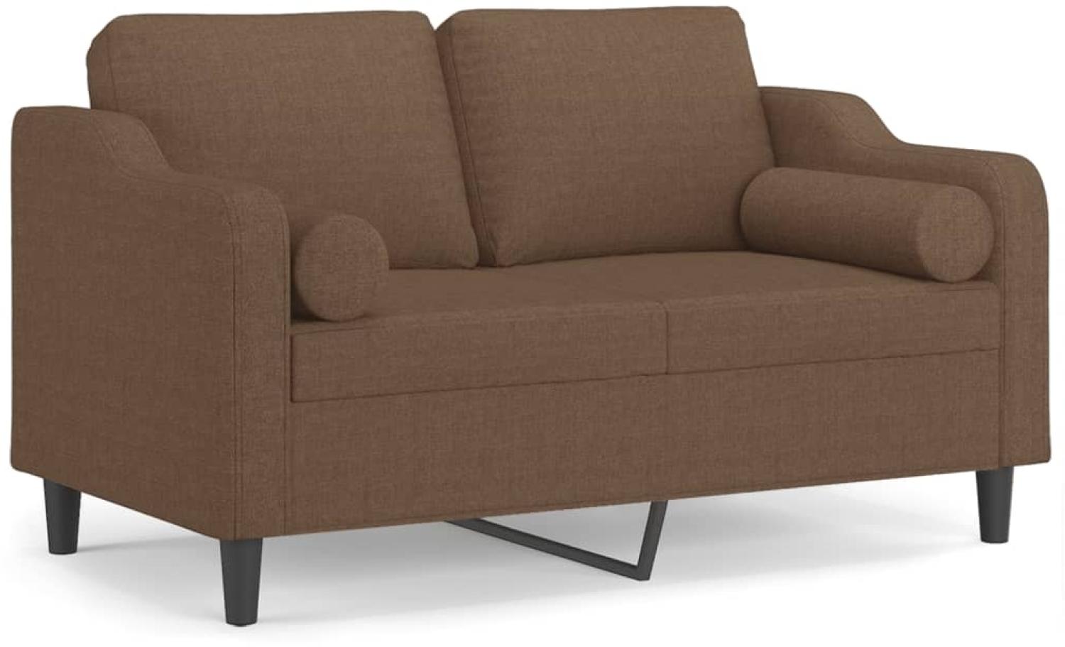 vidaXL 2-Sitzer-Sofa mit Zierkissen Braun 120 cm Stoff 3200840 Bild 1