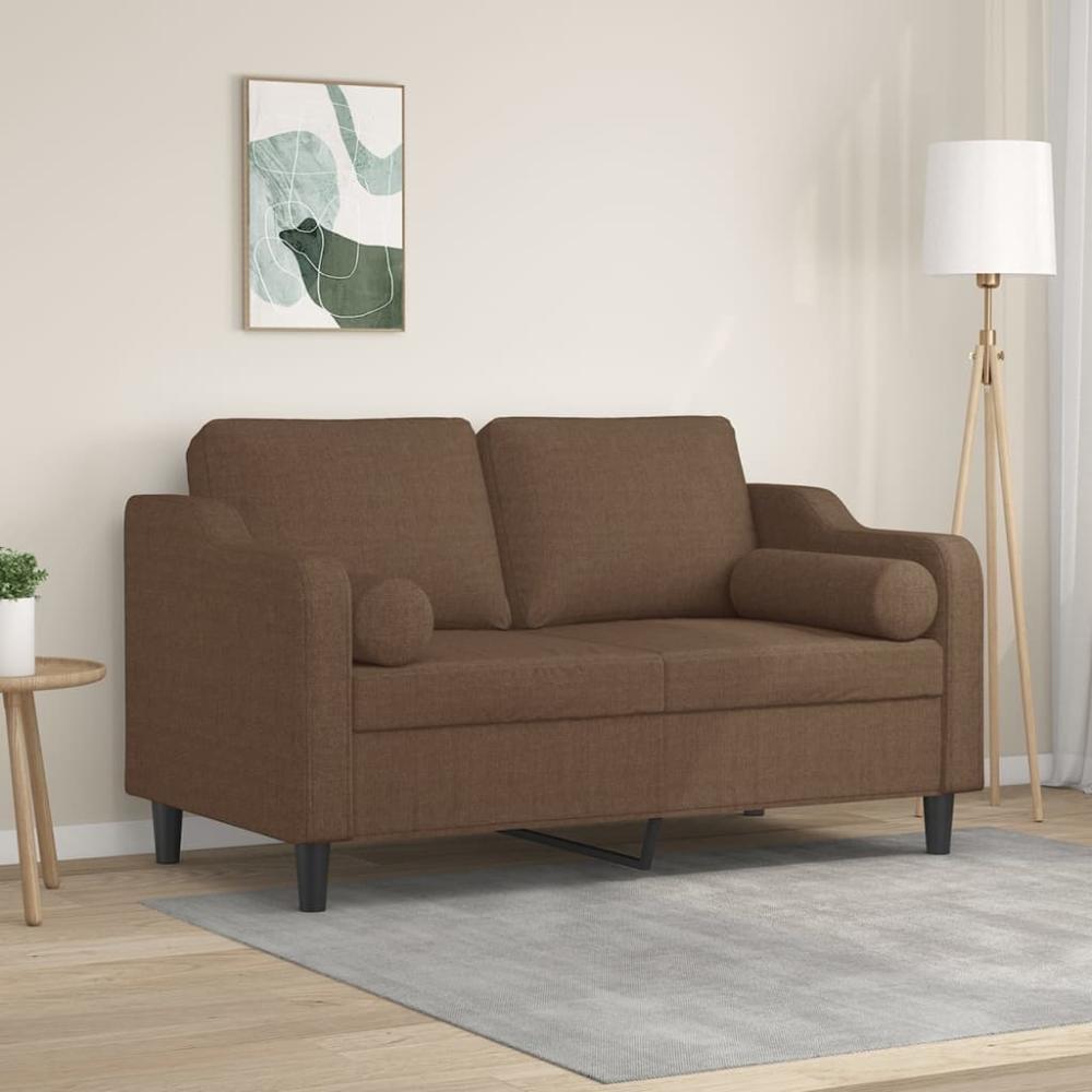 vidaXL 2-Sitzer-Sofa mit Zierkissen Braun 120 cm Stoff 3200840 Bild 1