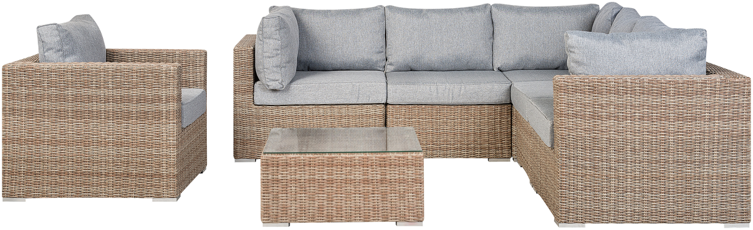 Lounge Set CONTARE PE Rattan Hellbraun Linksseitig Bild 1