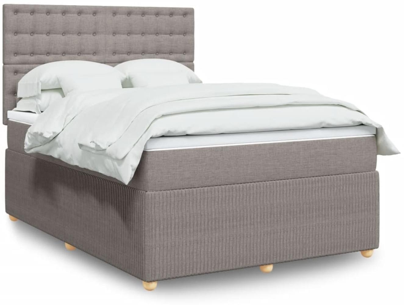 vidaXL Boxspringbett mit Matratze Taupe 140x190 cm Stoff 3292069 Bild 1