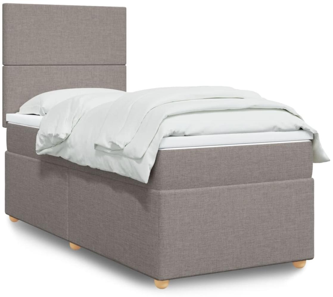 vidaXL Boxspringbett mit Matratze Taupe 90x200 cm Stoff 3293460 Bild 1