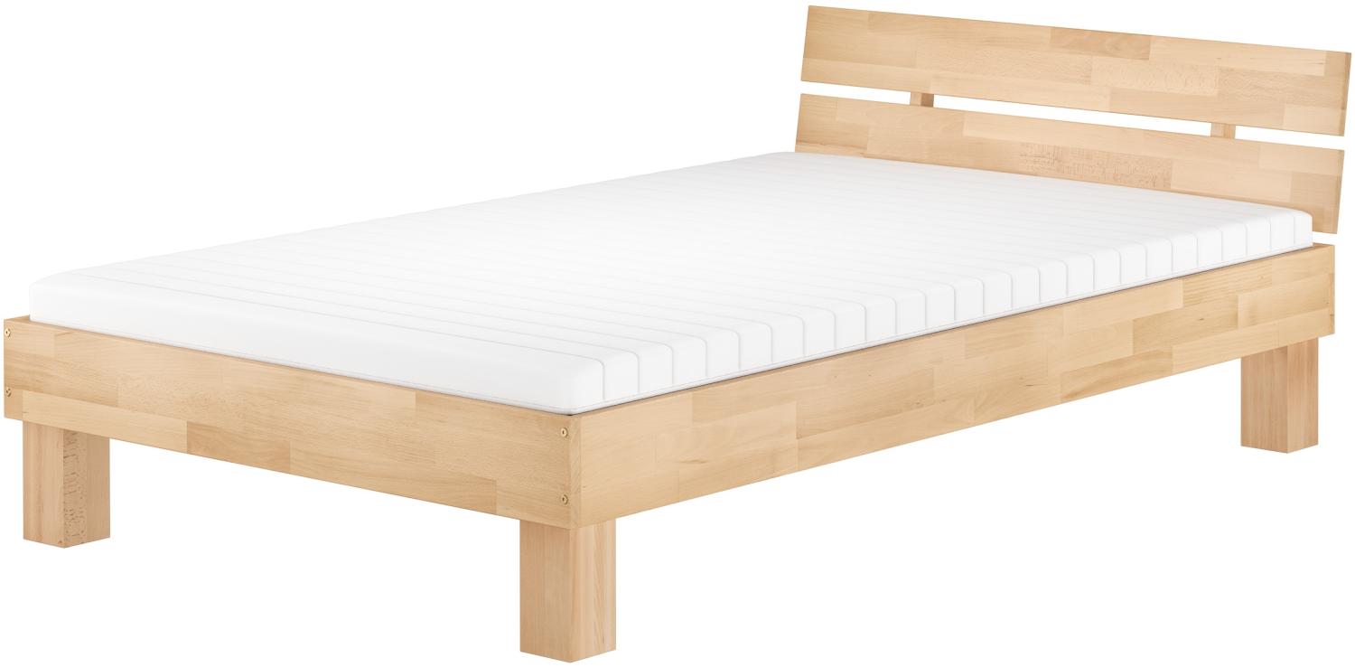 Erst-Holz Einzelbett Buchebett massiv natur 120x200 Futonbett Jugendbett Rollrost Matratze 60. 80-12 M Bild 1