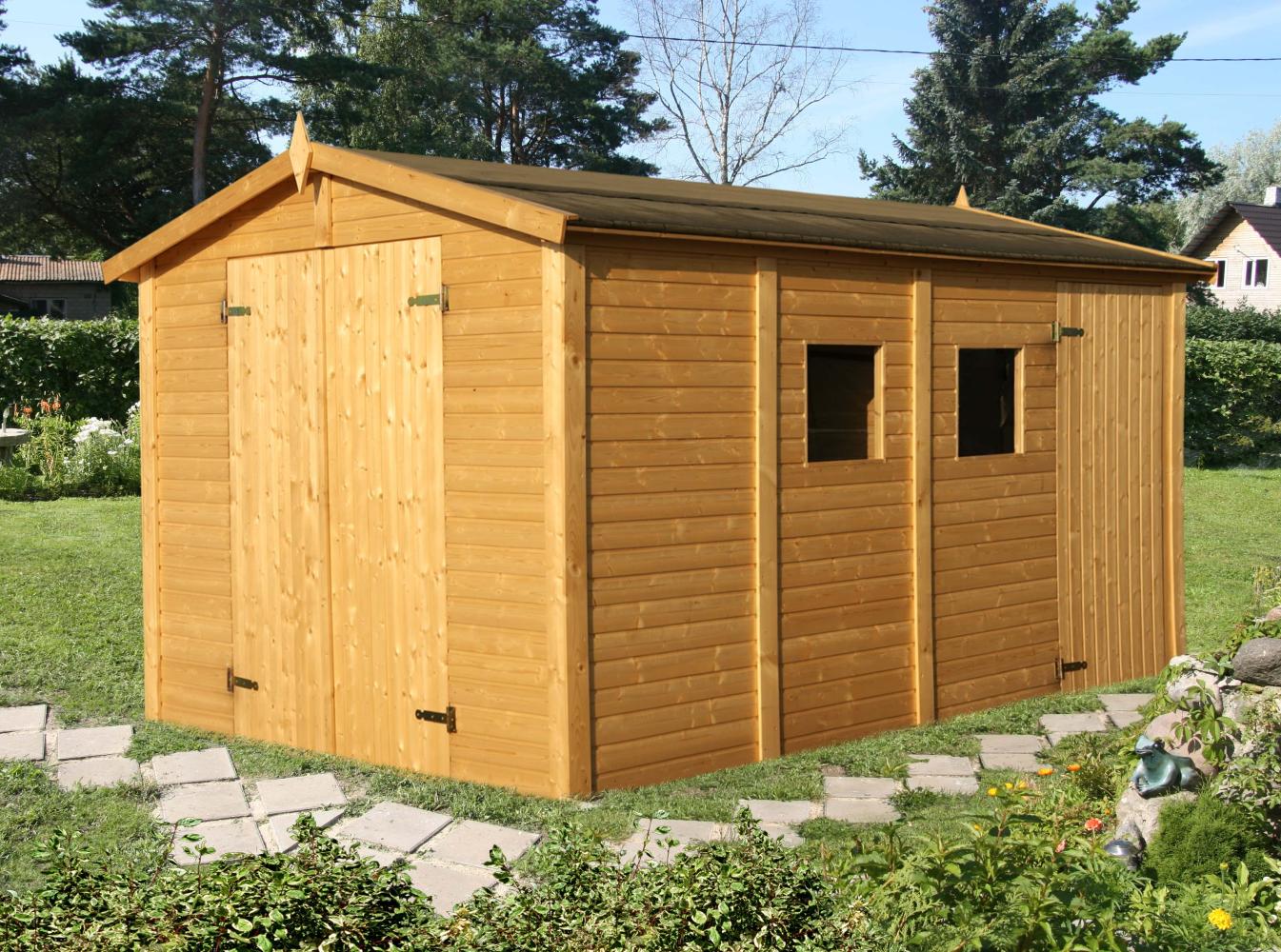 Alpholz Gerätehaus Dan 100 m² Gerätehaus aus Holz Geräteschrank mit 16 mm Wandstärke Gartenhaus mit Montagematerial Bild 1