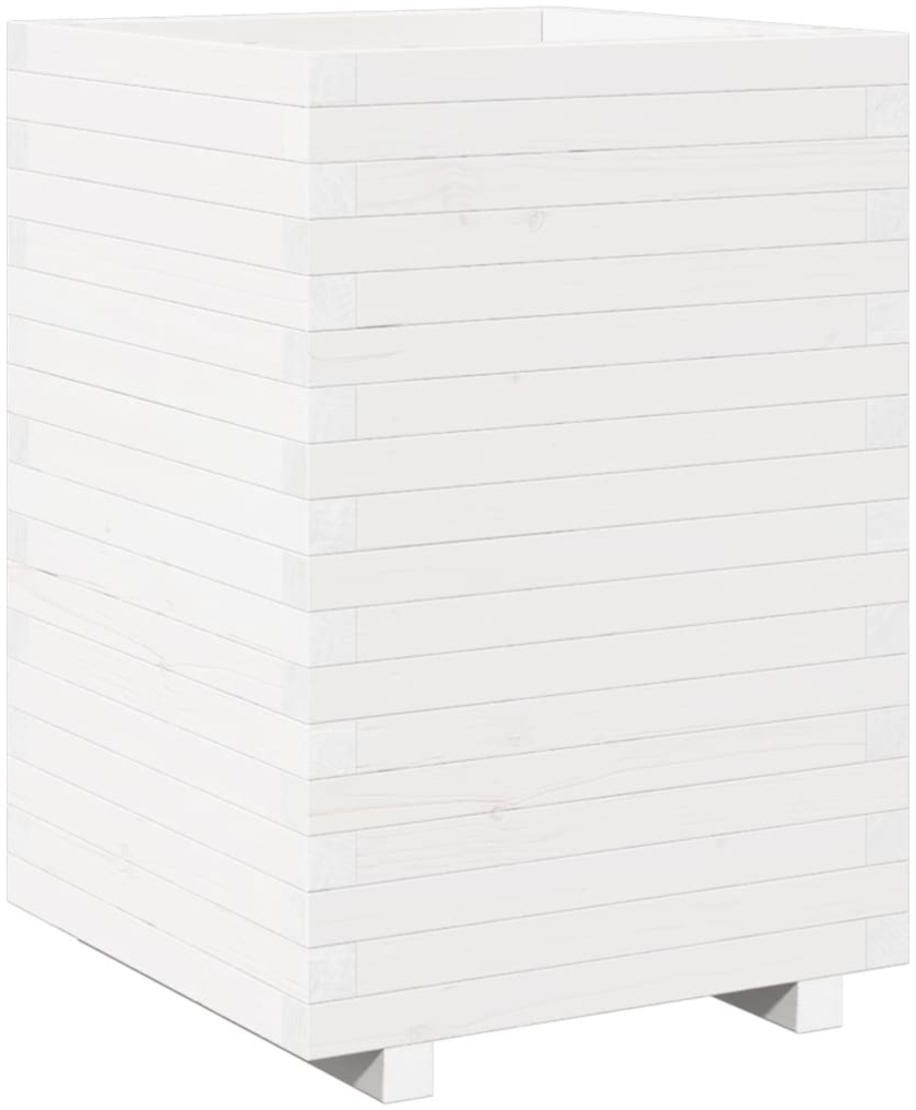 vidaXL Pflanzkübel Weiß 50x50x72,5 cm Massivholz Kiefer 3282575 Bild 1