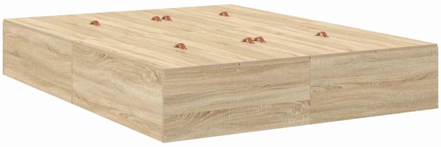 vidaXL Aufbewahrungsbettgestell mit Speicher Sonoma-Eiche 135 x 190 cm 3335439 Bild 1