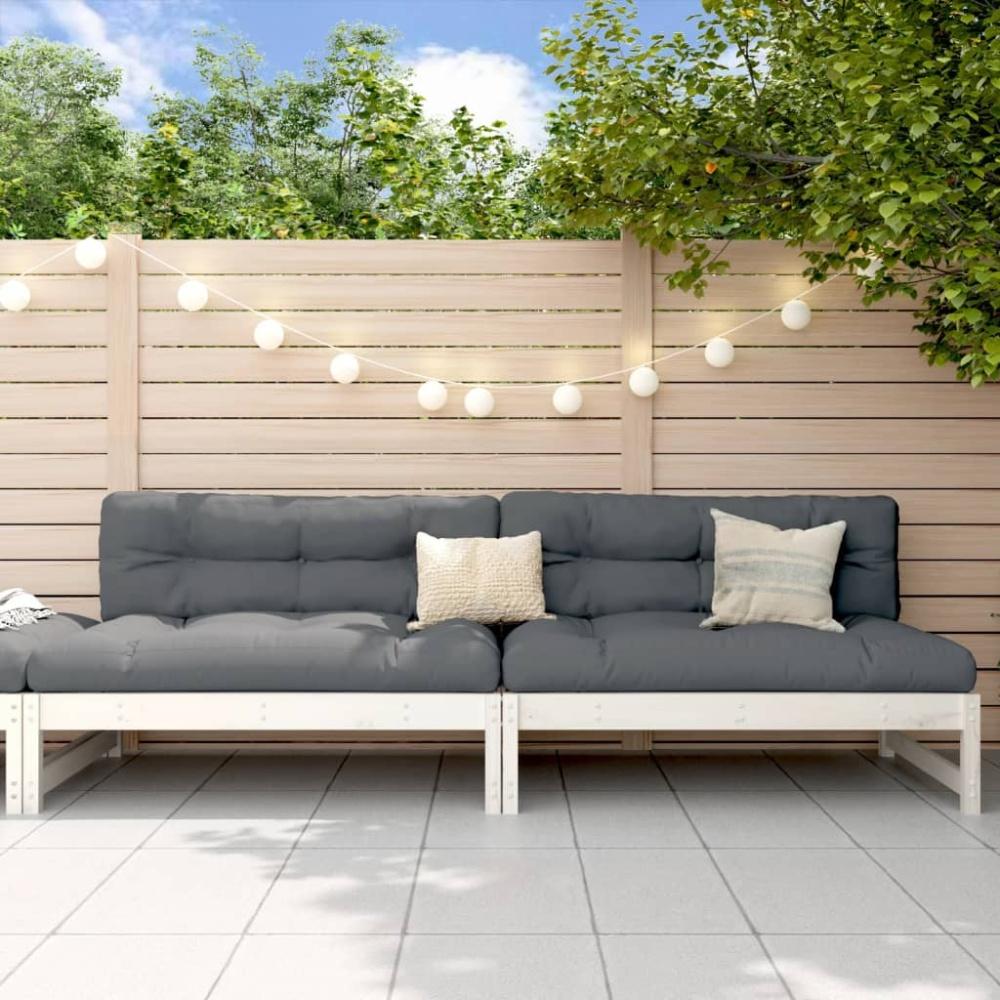 vidaXL Garten-Mittelsofas 2 Stk. Weiß 120x80 cm Massivholz Kiefer 825717 Bild 1