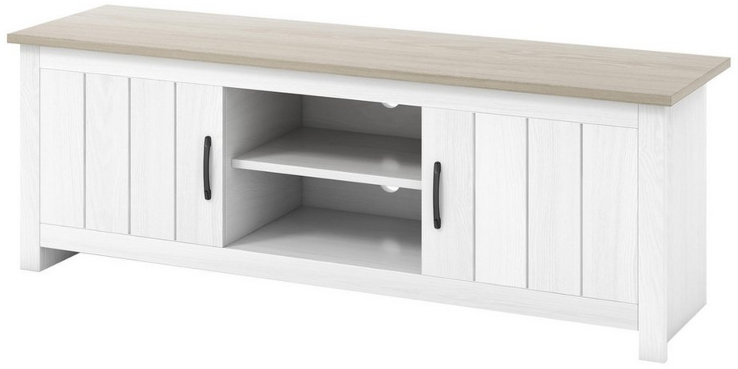 COSTWAY TV-Schrank Holz,mit Türen & offenen Regalen,145x40x50cm Bild 1