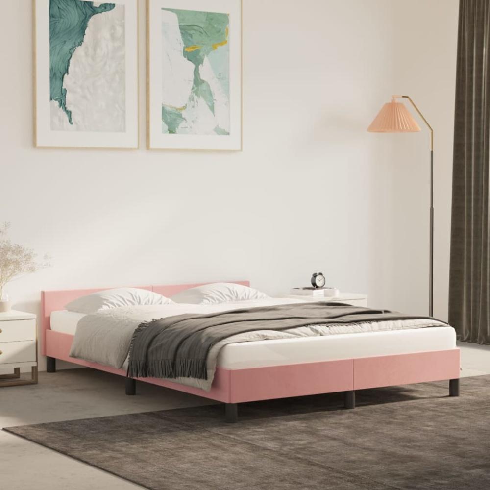 vidaXL Bettgestell mit Kopfteil ohne Matratze Rosa 140x190 cm Samt 347572 Bild 1