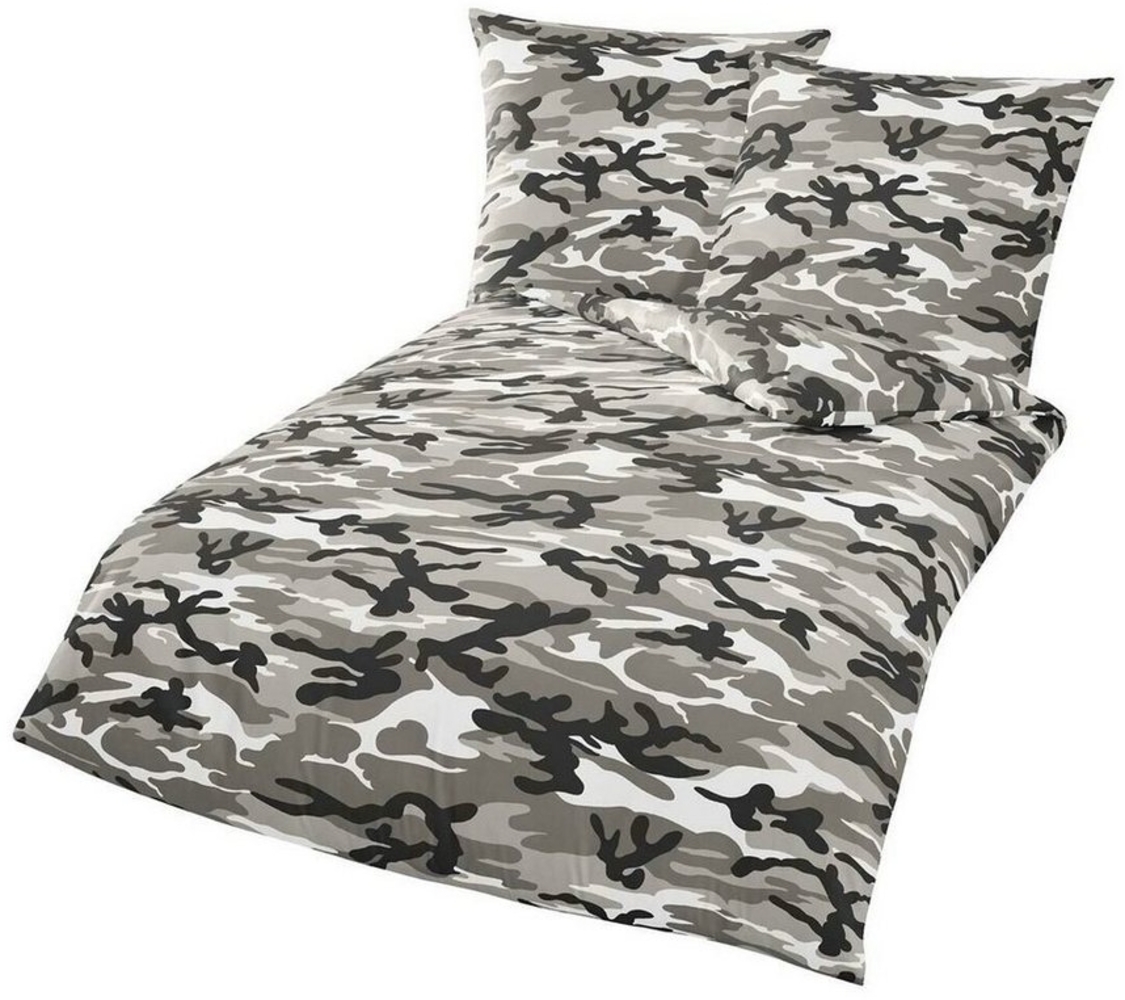 Traumschlaf Bettwäsche Camouflage, Graphit, 155x220 cm + 80x80 cm Bild 1