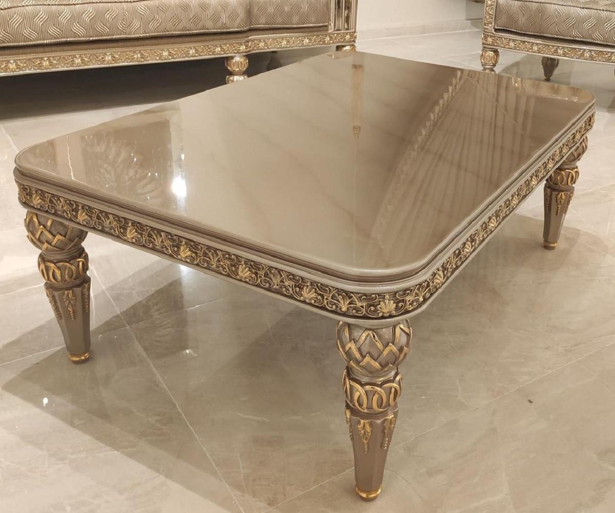 Casa Padrino Luxus Barock Couchtisch Gold / Grau / Gold - Prunkvoller Wohnzimmertisch im Barockstil - Barockstil Wohnzimmer Möbel - Barock Einrichtung - Barock Möbel - Luxus Möbel im Barockstil Bild 1