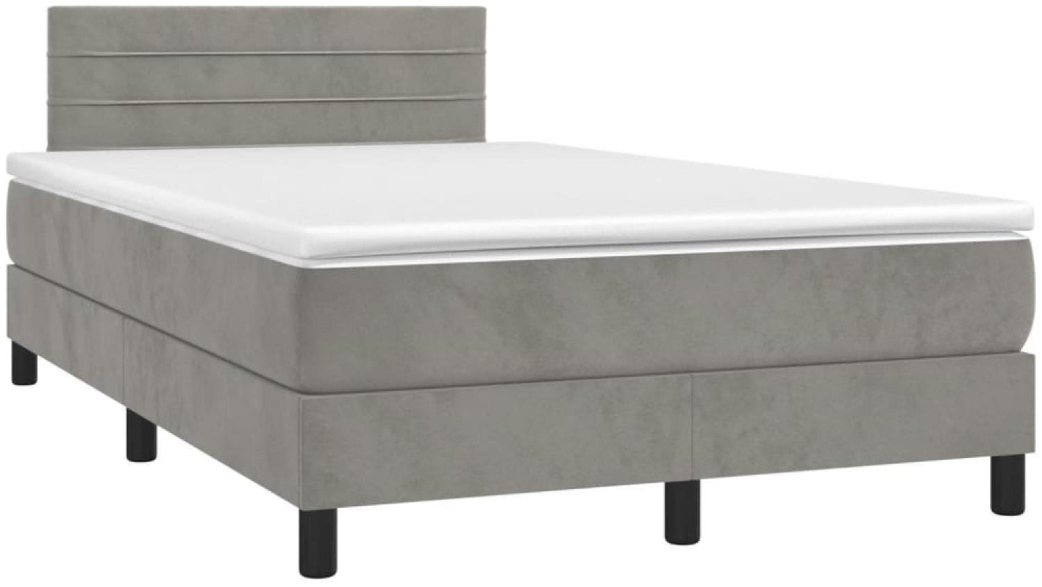 vidaXL Boxspringbett mit Matratze & LED Hellgrau 120x190 cm Samt 3270159 Bild 1