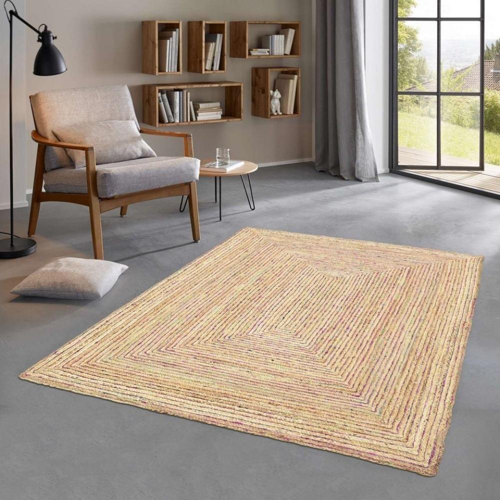 TaraCarpet Teppich Jute Teppich Mayuri natur multi Flachgewebe Boho Modern, rechteckig, Höhe: 5 mm, Sisal optik Wolle bunt multi Wohnzimmer Esszimmer 60x110 cm Bild 1