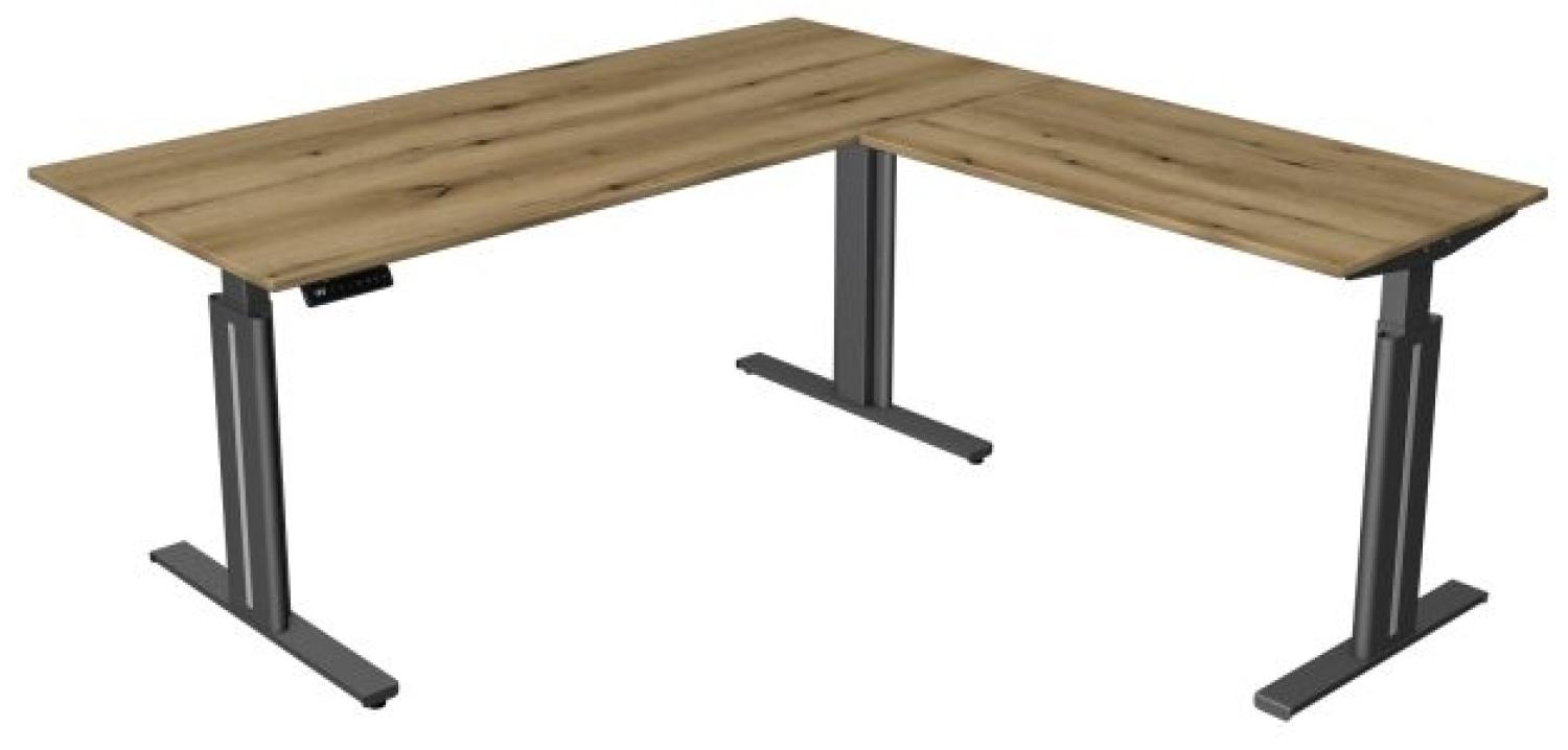 Kerkmann Schreibtisch Sitz- /Stehtisch Move 3 elegantt 180x180x72-120 cm mit Anbautisch Asteiche Bild 1