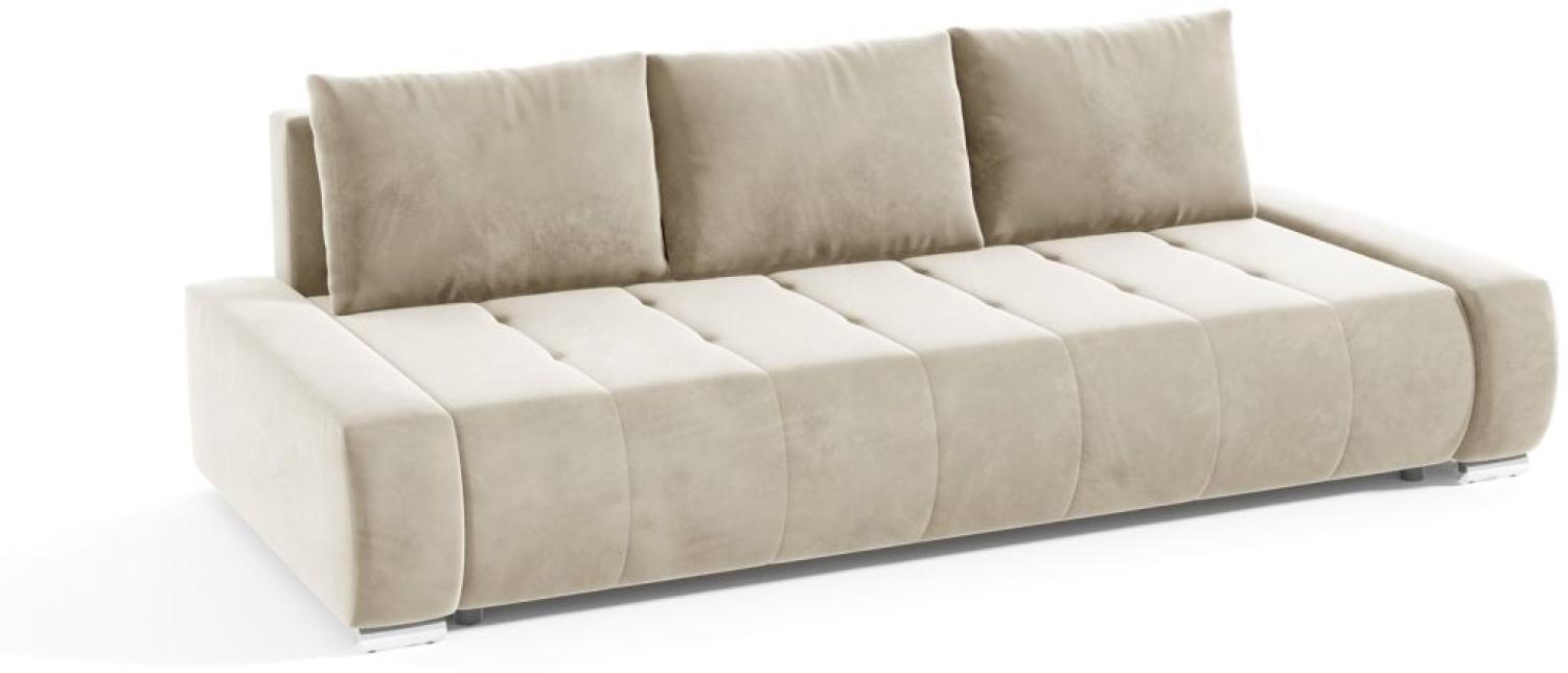 Sofa 3-Sitzer mit Schlaffunktion VOGAR Stoff Monolith Ecru Bild 1