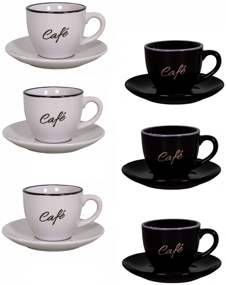 6er Set weiß u. schwarz Espressotassen mit Unterteller Antic Line SEB17185+17184 Bild 1
