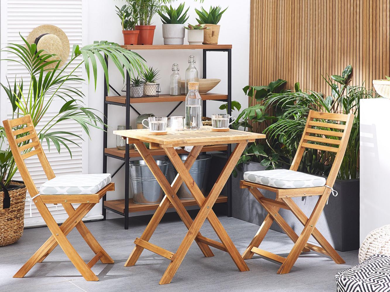 Beliani 'Fiji' Bistro-Set mit Kissen, Holz mintgrün Bild 1