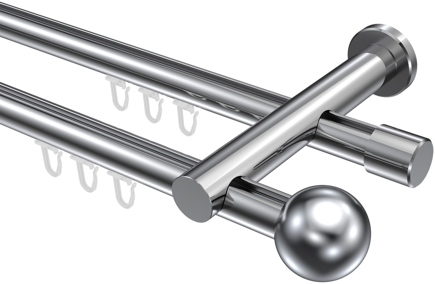 Innenlauf-Gardinenstangen-Set Platon Luino 100 cm, 2-läufig, 20 mm Ø Chrom Bild 1