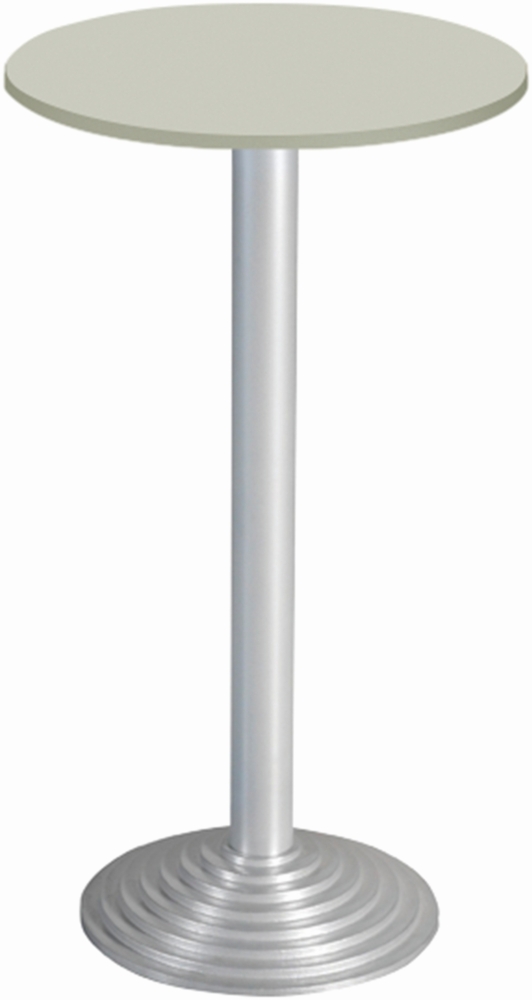 Bisley Stehtisch, rund, 1 Platte, Stahlsäule D 80 mm, Aluminium-Gussfuß D 450 mm, pulverbeschichtet, Farbe: 300 aluminium; Tischplatte 38 mm, melaminharzbeschichtet, hochabriebsfest, Dekor: G grau; Maße: H 740 x D 600 mm Bild 1