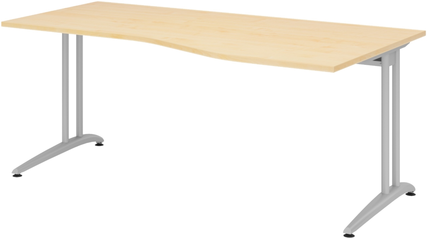 bümö Schreibtisch groß, Serie 180x100 cm, Tischplatte aus Holz in Ahorn, Gestell aus Metall in Silber - PC Tisch, großer Computertisch für's Büro, Office Bürotisch, BS-18-3 Bild 1