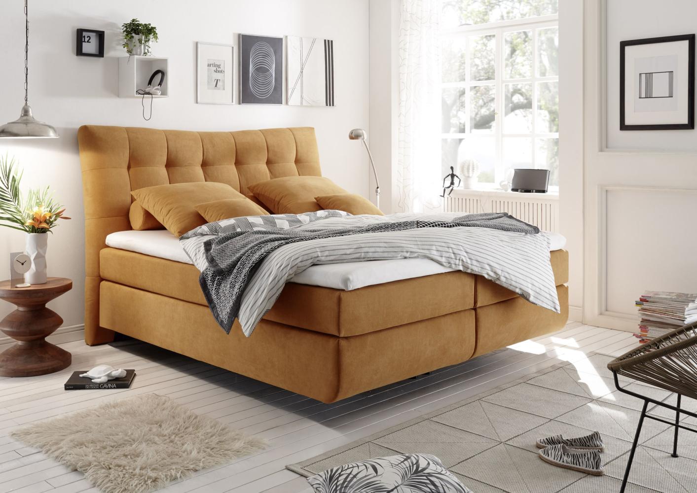 Boxspringbett MARIE 2, safran, 180x200cm Bild 1