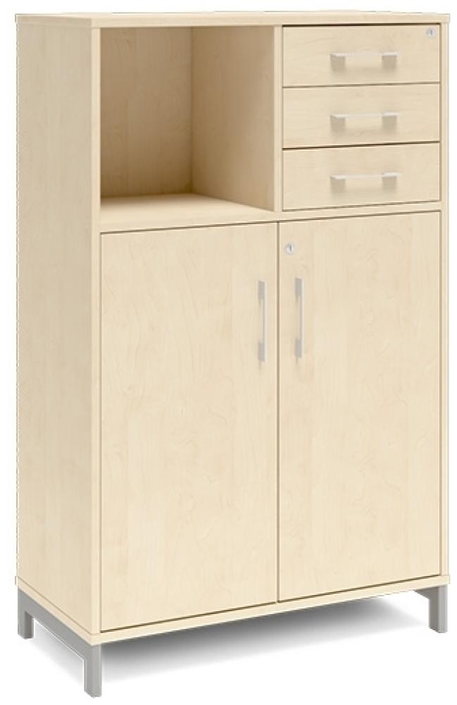 Büroschrank DNA 800x1275 mm Birke/Weiß Schubladenmodul 3A4/2A4 Bild 1