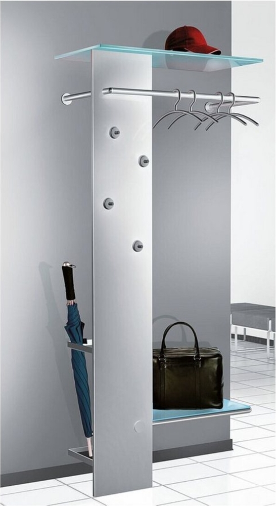 'Kent' Garderobe, Alusilber, 180 x 36 x 80 cm Bild 1