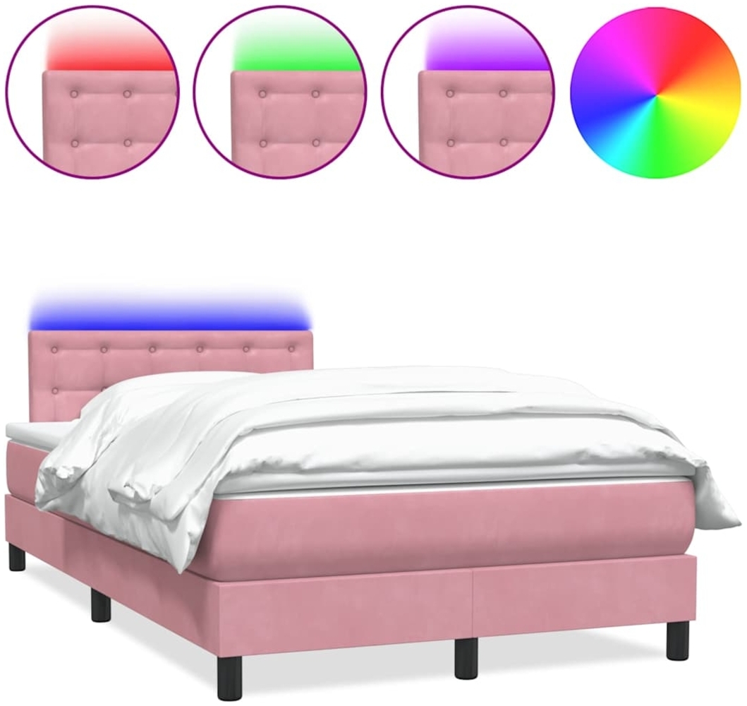vidaXL Boxspringbett mit Matratze Rosa 120x220 cm Samt 3317312 Bild 1