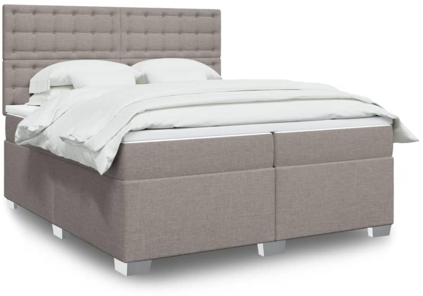 vidaXL Boxspringbett mit Matratze Taupe 200x200 cm Stoff 3290613 Bild 1