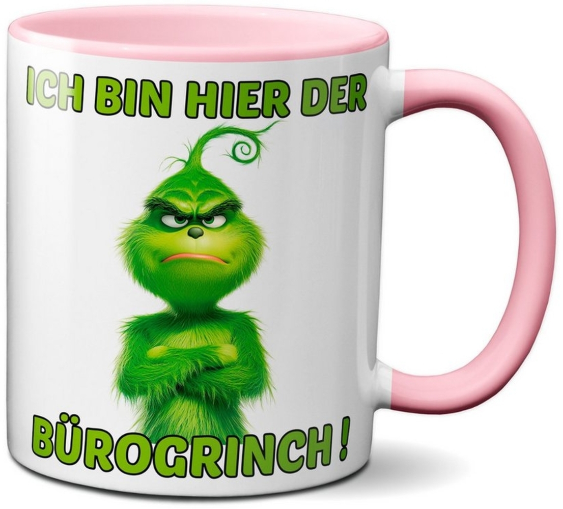 TASSENKING Tasse, Weihnachten "Bürogrinch" - lustig - Tasse - Kaffeebecher (rosa) Bild 1